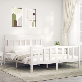 vidaXL Cama sem colchão 160x200 cm madeira de pinho maciça branco