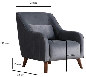 Cadeira Wing Buhara – Cinzento Escuro – 60x81x72 cm
