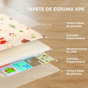 Tapete de Brincar para Bebés Acolchoado Dobrável Reversível e Impermeável 176,5x148x1 cm Multicor