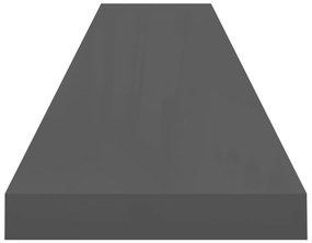 Prateleira de parede suspensa 120x23,5x3,8 cm MDF cinzento