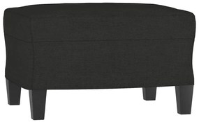 Sofá Cinha Chaise Longue - De 3 Lugares com Apóio de Pés - Cor Preto -