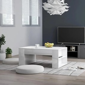 802117 vidaXL Mesa de centro 100x60x42 cm contraplacado branco brilhante
