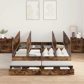 Estrado de Cama com Arrumação em Carvalho Fumado 135x190 cm