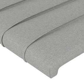 Cabeceira de cama c/luzes LED tecido 160x5x78/88 cm cinza-claro