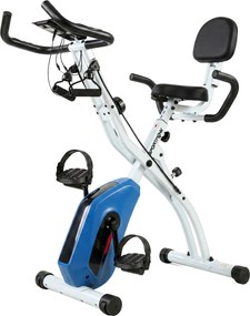 SPORTNOW Bicicleta de Apartamento Dobrável Bicicleta de Fitness 3 em 1 Silenciosa Conectada Kinomap Bluetooth e Zwift 105x53,5x109cm Azul | Aosom Portugal