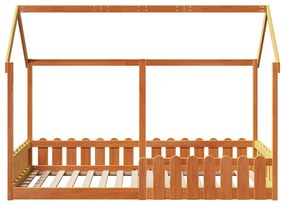 Cama infantil formato casa 90x190 cm pinho maciço castanho-mel