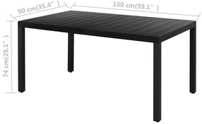 7 pcs conjunto de jantar para jardim vime de PVC preto