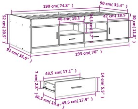 Sofá-cama com gavetas sem colchão 90x190 cm carvalho fumado