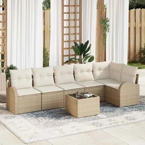 Conjunto de Sofá de Jardim vidaXL 7 Peças com Almofadas Vime PE Marrom