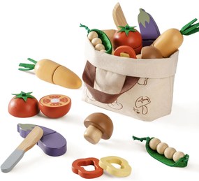 Conjunto de Comidas de Brincar Infantil de Madeira - Vegetais