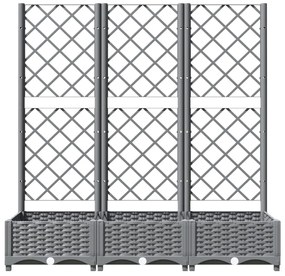 Vaso/floreira jardim c/ treliça 120x40x121,5 cm PP cinza-claro
