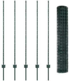 Cerca Euro com 5 Posts U Verde 1,4x10 m Aço