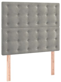Cama com molas/colchão 90x190 cm veludo cinza-claro
