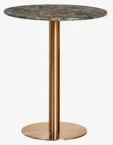 Mesa De Bar Redonda Em Pedra Natural Xiren Ø70 Cm & Mármore Verde Forest & Ouro Rosa Escovado - Sklum
