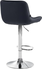 Banco alto em veludo com estrutura prateada 85-106 x 49 x 51 cm preto