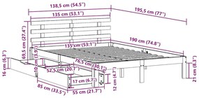 Estrutura de cama com gavetas 135x190 cm pinho maciço branco