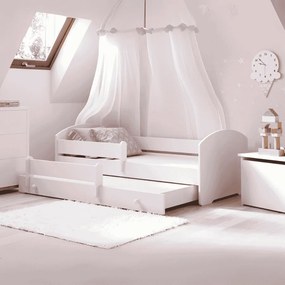 Cama infantil dupla LUK 160x80 branca - colchão e estrado incluído