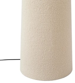 Candeeiro de pé Japandi bege tecido teddy 2-luzes - Trompet Japandi