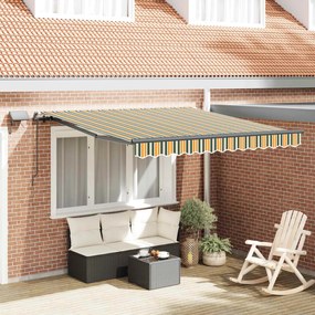 vidaXL Toldo Retrátil Manual Verde e amarelo 350 x 250 cm tecido