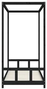 Estrutura de cama infantil 90x200 cm pinho maciço preto
