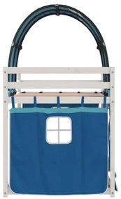 Beliche com cortinas 80x200 cm madeira de pinho maciça azul
