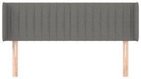 Cabeceira de cama c/ abas tecido 147x16x78/88cm cinzento-escuro