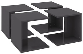Mesas de centro 4pcs derivados de madeira cinza brilhante