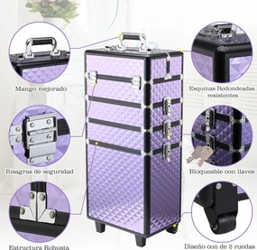 Mala de Maquilhagem Professional com Rodas Universais Mala de Maquilha