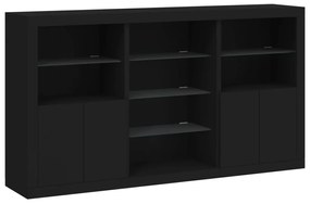 Aparador com luzes LED 181,5x37x100 cm preto