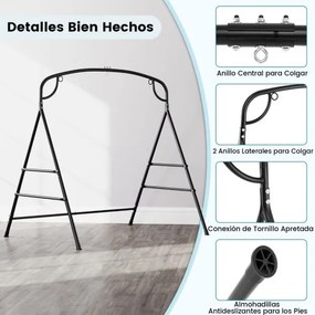 Suporte metálico de baloiço ou rede jardim Carga 300 kg com 4 barras de suporte 2 métodos de suspensão Preto