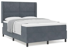 Cama Box Spring com Colchão Cinza Escuro 140x190 cm Veludo