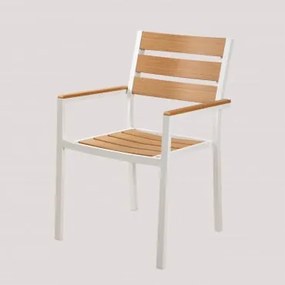 Pack de 4 cadeiras de jardim empilháveis com braços Saura Branco - Sklum