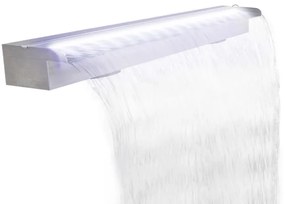 vidaXL Fonte cascata para piscina com luzes LED 110 cm aço inoxidável