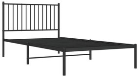 Estrutura de cama com cabeceira 100x200 cm metal preto