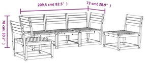 5 pcs conjunto de sofás de jardim pinho maciço castanho-mel