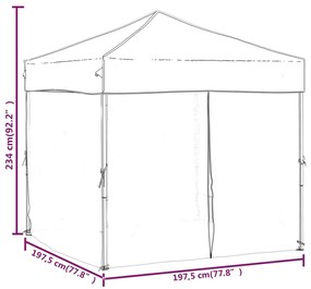 Tenda para festas dobrável com paredes laterais 2x2 m vermelho