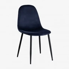 Cadeira de Veludo Glamm Cobalto & Preto - Sklum