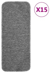 vidaXL Tapetes antiderrapantes retang. p/ escadas 15pcs 60x25 cm cinza