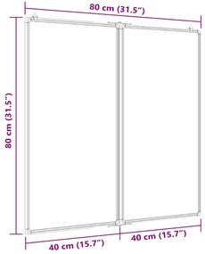 Quadro branco magnético dobrável 80x80x1,7 cm alumínio