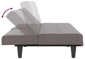 Sofá-cama com suportes para copos tecido cinzento-acastanhado