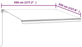 Toldo retrátil automático 450x350 cm amarelo e branco