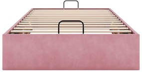 Ottoman Bed Frame No Colchão Rosa 90x190 cm Veludo