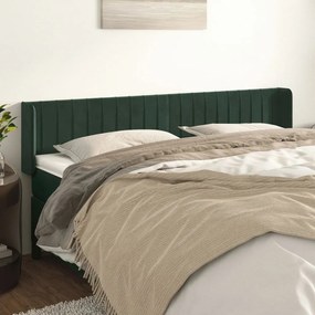 Cabeceira de cama c/ abas veludo 203x16x78/88cm verde-escuro