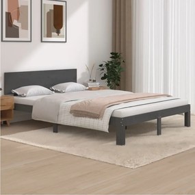 vidaXL Estrutura de cama 140x200 cm pinho maciço cinzento