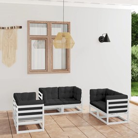 vidaXL 6 pcs conjunto lounge de jardim com almofadões pinho maciço