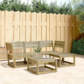 vidaXL 4 pcs conjunto lounge de jardim madeira de pinho impregnada