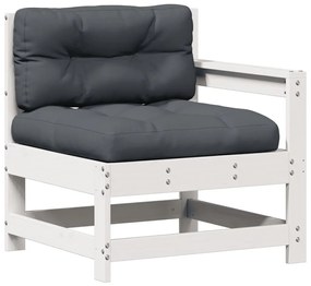 5 pcs conj. lounge de jardim c/ almofadões pinho maciço branco