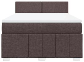 Cama com molas/colchão 160x200 cm tecido castanho-escuro