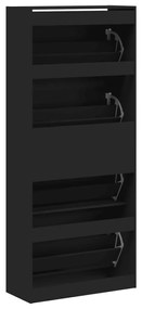 Sapateira com 4 gavetas articuladas 80x34x187,5 cm preto