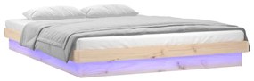 Estrutura de cama de casal c/ LED 135x190 cm madeira maciça